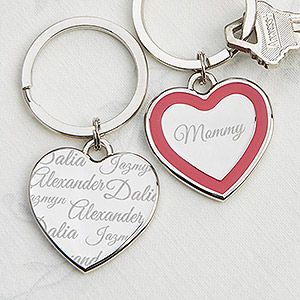 Personalized Heart Key Ring   Loved By Mom