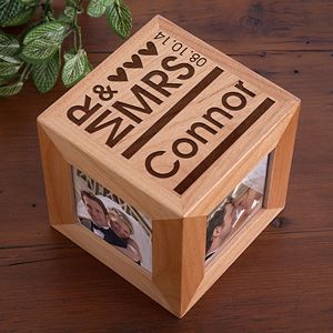 Personalized Photo Cube   Mr and Mrs