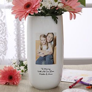 Personalized Stoneware Photo Flower Vase