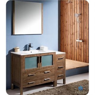 Fresca Torino 48 Walnut Brown Modern Bathroom Vanity with Side Cabinet & Integr