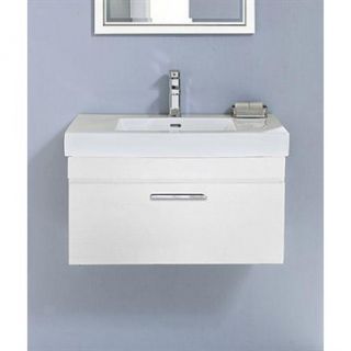 Fairmont Designs Metropolitan 30 Wall Mount Vanity & Sink Set   High Gloss Whit