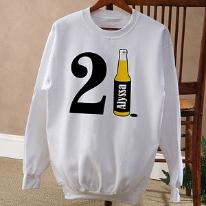 Personalized Black Birthday Sweatshirts   21st Birthday Beer