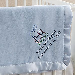Personalized Boys Blue Baby Blankets   Baby Love