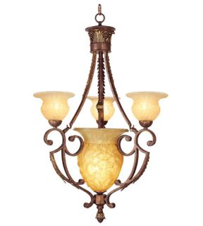 Drake 4 Light Chandeliers in Crackled Greek Bronze With Aged Gold Accents 8413 30