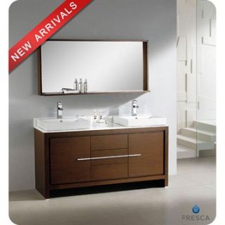 Fresca Allier 60 Wenge Brown Modern Double Sink Bathroom Vanity with Mirror