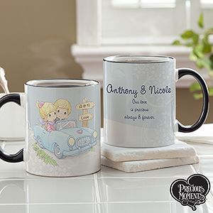Precious Moments Couple Personalized Coffee Mugs   Black Handle