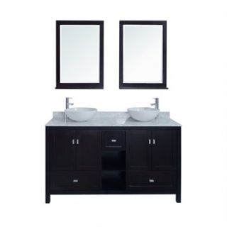 Stufurhome 60 Dakota Double Sink Vanity with Carrera Marble Top
