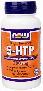 NOW Foods   5 HTP Double Strength 200 mg.   60 Vegetarian Capsules