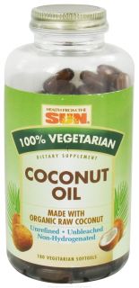 Health From The Sun   100% Vegetarian Coconut Oil   180 Vegetarian Softgels