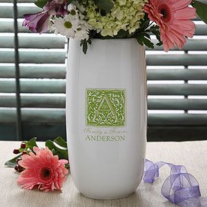 Floral Monogram Personalized Ceramic Vase