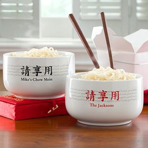 Personalized Stoneware Bowls   Health Food Friends Chinese Characters