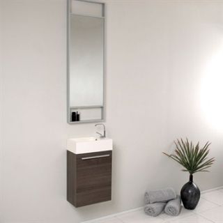 Fresca Pulito Small Gray Oak Modern Bathroom Vanity with Tall Mirror