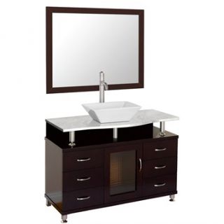 Accara 42 Bathroom Vanity with Drawers   Espresso w/ White Carrera Marble Count