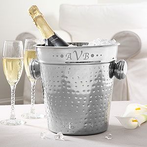 Personalized Stainless Steel Ice Bucket with Engraved Monogram