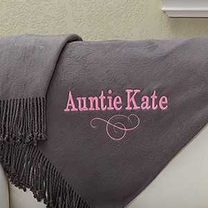 Personalized Throw Blankets   Embroidered Name   Grey