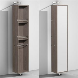 Amare Rotating Floor Cabinet with Mirror by Wyndham Collection   Gray Oak