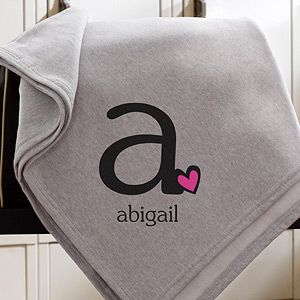 Personalized Sweatshirt Blanket with Initial Monogram