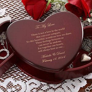 Hearts Beat As One Engraved Wood Jewelry Box