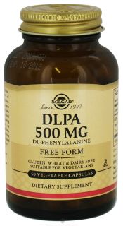 Solgar   DLPA Free Form DL Phenylalanine 500 mg.   50 Vegetarian Capsules