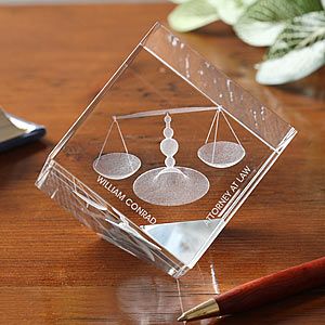 3 D Crystal Scales of Justice Personalized Lawyer Gift