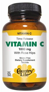 Country Life   Vitamin C with Rose Hips Time Release 1000 mg.   250 Tablets