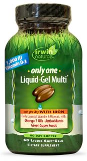 Irwin Naturals   Only One Liquid Gel Multi with Iron   60 Softgels