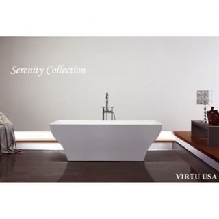 Virtu USA 71 x 31.5 Freestanding Soaking Tub with Center Drain   White
