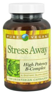 Pure Vegan   Stress Away High Potency B Complex   100 Vegetarian Capsules