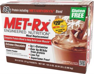MET Rx   Meal Replacement Protein Powder Extreme Chocolate   40 x 2.54 oz.(72g) Packets