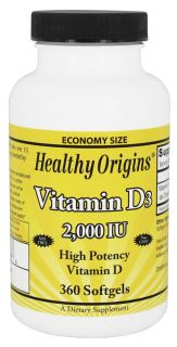 Healthy Origins   Vitamin D3 2000 IU   360 Softgels