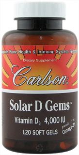 Carlson Labs   Solar D Gems Lemon 4000 IU   120 Softgels