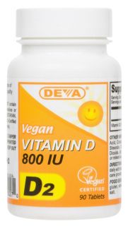 Deva Nutrition   Vegan Vitamin D2 800 IU   90 Tablets