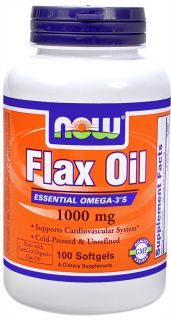 NOW Foods   Flax Oil 1000 mg.   100 Softgels
