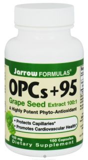 Jarrow Formulas   OPCs+95 Grape Seed Extract 1001 100 mg.   100 Capsules