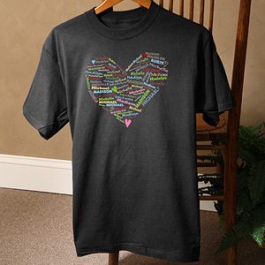 Heart of Love Personalized T Shirts for Her   Black