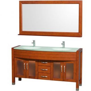 Daytona 60 Double Bathroom Vanity with Mirror by Wyndham Collection   Cherry