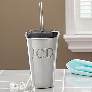 Personalized Stainless Steel Tumbler   Initial Monogram