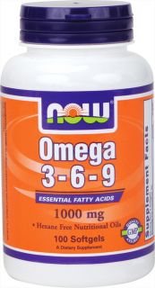 NOW Foods   Omega 3 6 9 1000 mg.   100 Gelcaps
