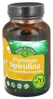 Pure Planet   Premium Spirulina 500 mg.   100 Vegetarian Capsules