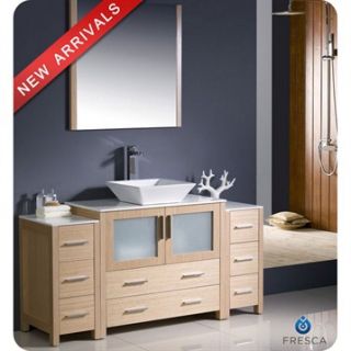 Fresca Torino 60 Light Oak Modern Bathroom Vanity with 2 Side Cabinets & Vessel