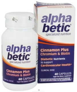 Enzymatic Therapy   Alpha Betic Diabetic Nutrition Cinnamon Plus Chromium & Biotin   60 Capsules Formerly by NatureWorks