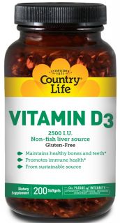Country Life   Vitamin D3 2500 IU   200 Softgels