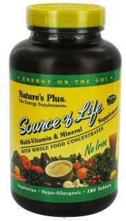 Natures Plus   Source Of Life Multi Vitamin & Mineral No Iron   180 Vegetarian Tablets