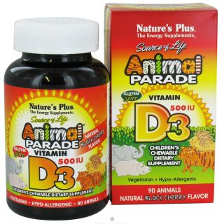 Natures Plus   Animal Parade Vitamin D3 Black Cherry   90 Chewable Tablets