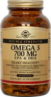 Solgar   Double Strength Omega 3 700 mg.   120 Softgels