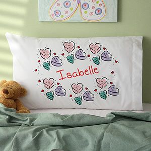 Personalized Kids Pillowcases   Conversation Hearts