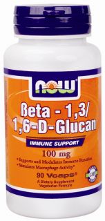 NOW Foods   Beta 1,3/1,6 D Glucan 100 mg.   90 Vegetarian Capsules