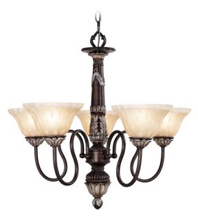 Sovereign 5 Light Chandeliers in Hand Rubbed Bronze With Antique Silver Accents 8305 40