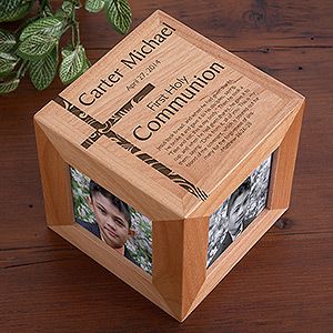 Personalized First Communion Photo Cube   Holy Day