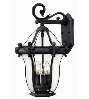 San Clemente 3 Light Outdoor Wall Lights in Museum Black 2444MB